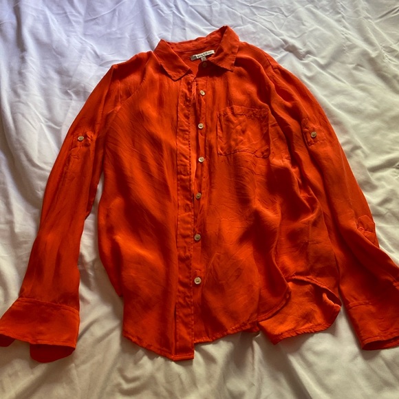 J.Crew Scotch & soda silk orange button down blouse size xs - Picture 3 of 13